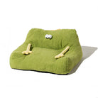 Grünes Plüsch-Haustiersofa in Monsterdesign, erhöht, für Hunde und Katzen, bequemes Bett.
