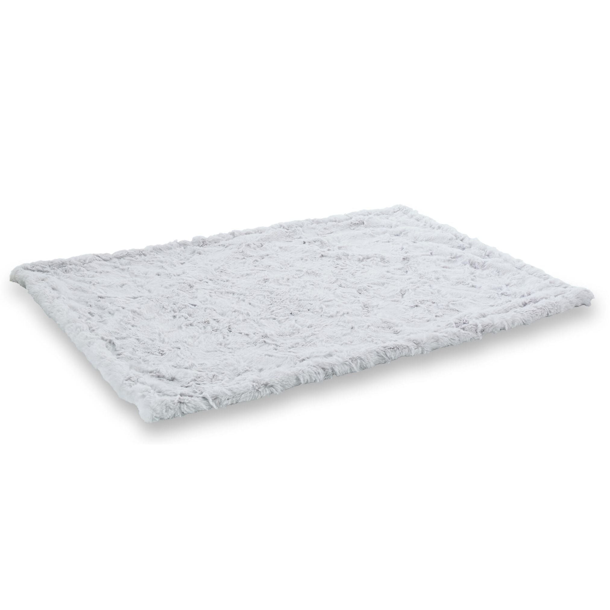 Weiße flauschige Hundedecke, rechteckig, weiches Material, ideal für Haustierkomfort.