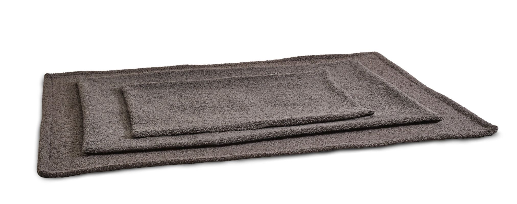 Dunkelgraue, rechteckige, flauschige Hundematte aus Mikrofaser in drei Größen.