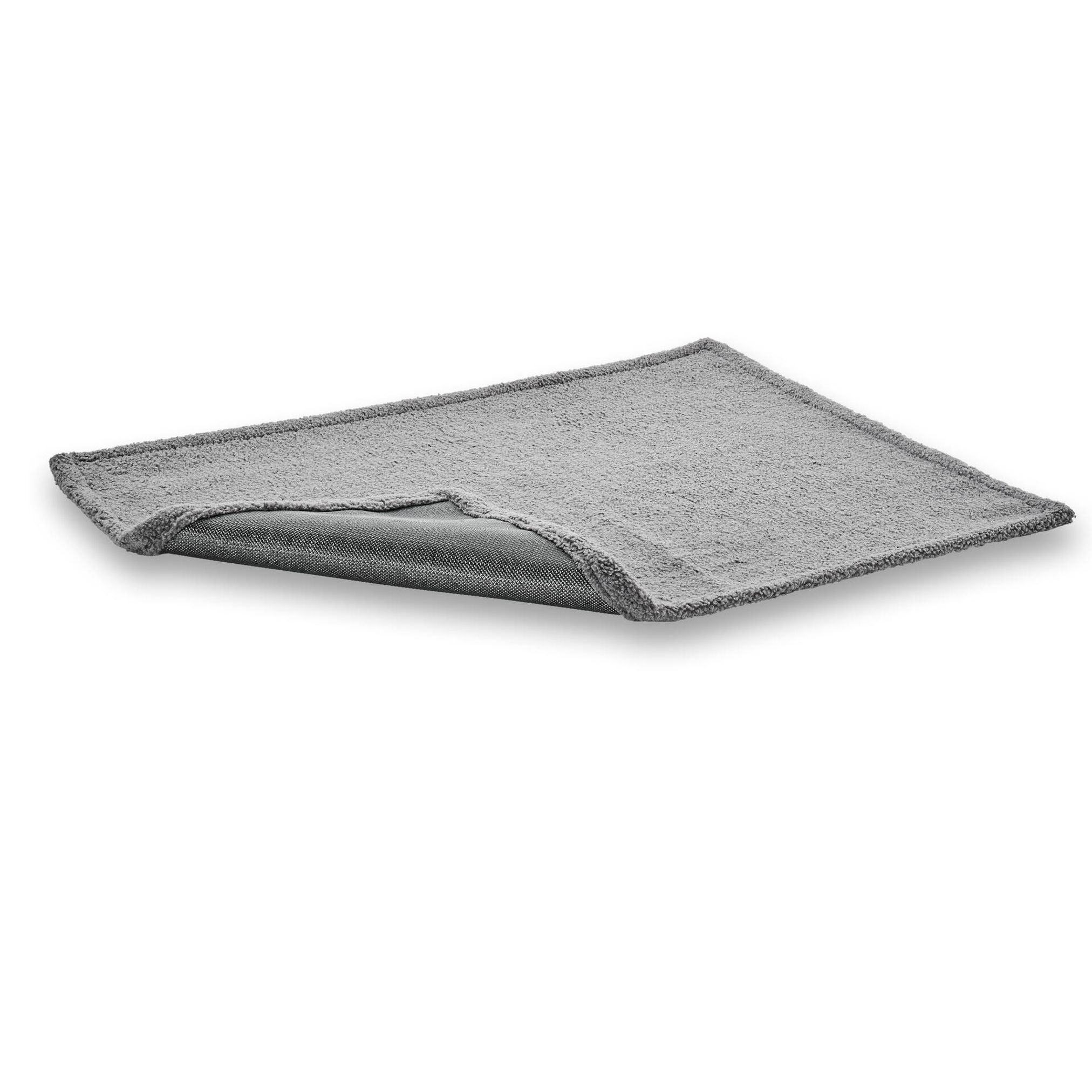 Graues Mikrofaser-Reinigungstuch, doppellagig, ideal für Oberflächenreinigung, langlebig.