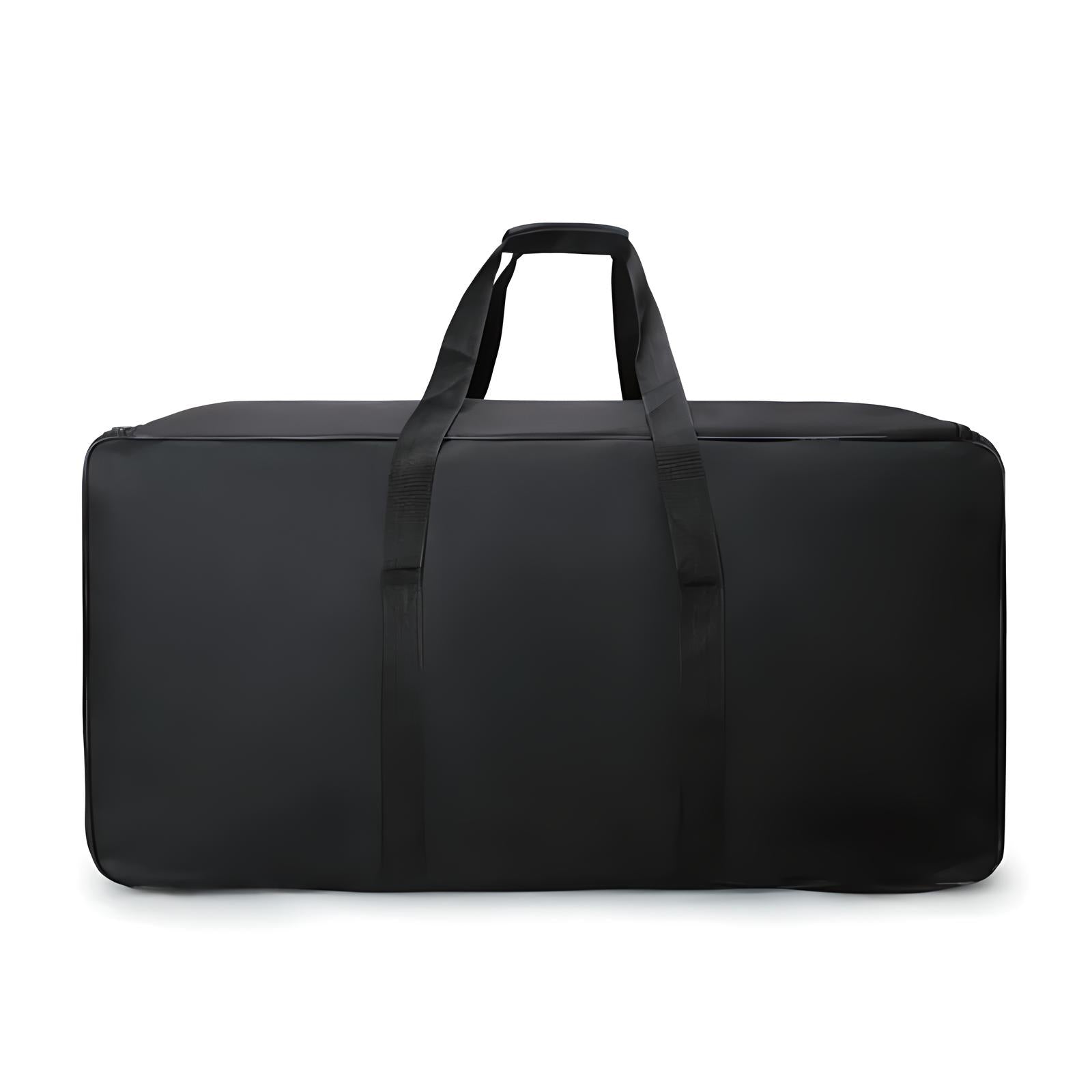 Schwarze Reisetasche, groß, robust, mit Tragegriffen, ideal für Reisen und Aufbewahrung.