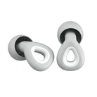 Weiße ergonomische Ohrstöpsel, schalldämpfend, modernes Design, für optimalen Tragekomfort.
