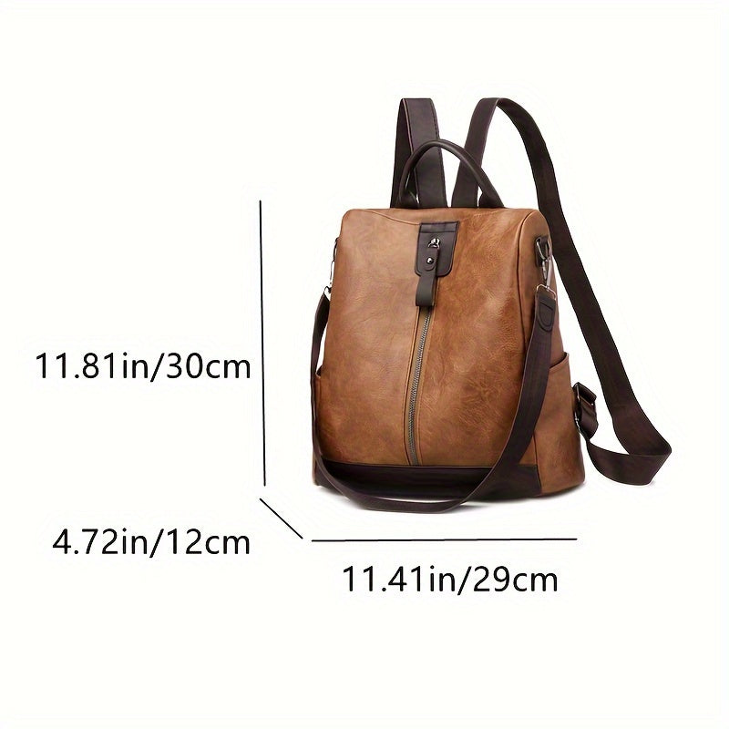 Damen-Rucksack aus braunem Leder, 30x29x12 cm, modisch und funktional, ideal für Alltag und Reisen. Hochwertige Verarbeitung, stilvolles Design.