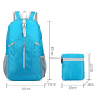 Blauer faltbarer Rucksack, leicht, wasserabweisend, mit Reißverschluss, ideal für Reisen.