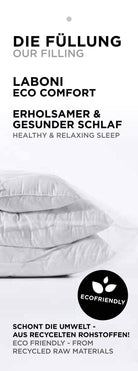 Laboni Eco Comfort Kissen, umweltfreundlich, recycelte Materialien, gesunder Schlaf, weiß