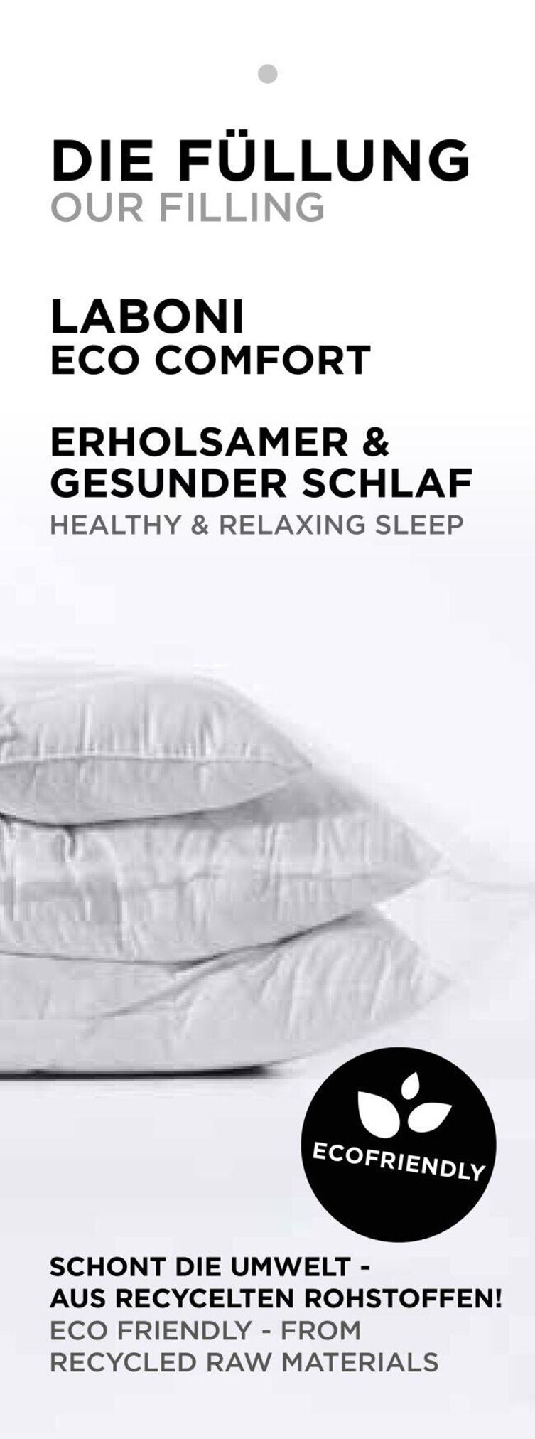 Laboni Eco Comfort Kissen, umweltfreundlich, recycelte Materialien, gesunder Schlaf, weiß
