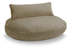Großer, runder, beige Sitzsack mit Rückenlehne, gemütlich, modernes Design, Wohnzimmermöbel.
