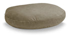 Beiger Sitzpouf aus Stoff, rund, modern, bequem, ideal für Wohnzimmer oder Lounge.