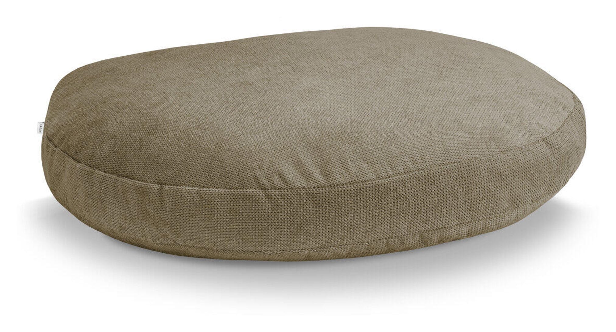 Beiger Sitzpouf aus Stoff, rund, modern, bequem, ideal für Wohnzimmer oder Lounge.