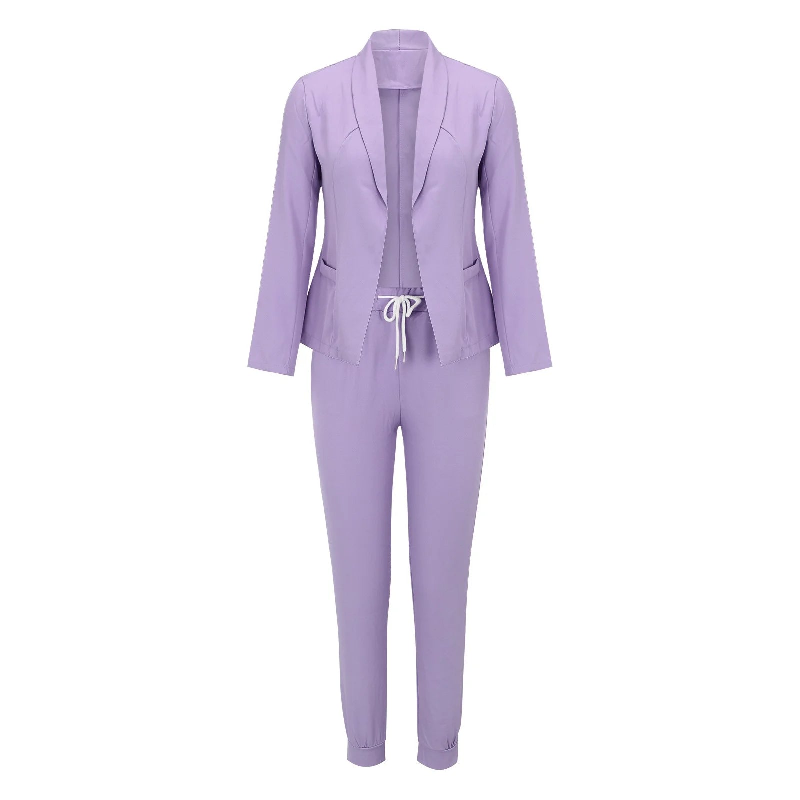 Damen-Loungewear-Set in Flieder: Bequemer Zweiteiler mit Jacke und Hose, ideal für Freizeit und Entspannung. Modisch, bequem, hochwertig.