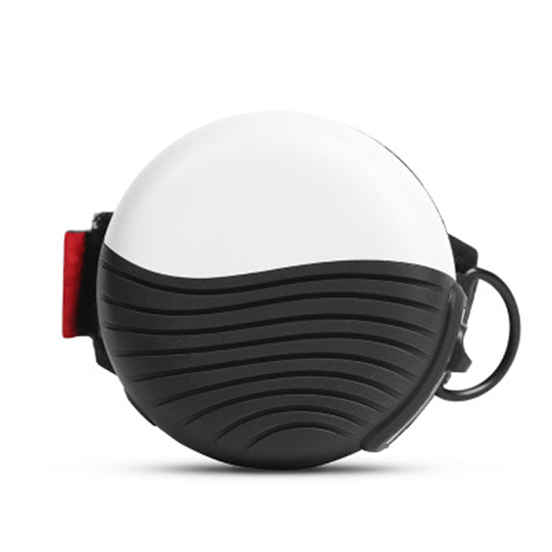 Runde, tragbare Hundeleine in modernem Design, schwarz-weiß, mit ergonomischem Griff. Ideal für Spaziergänge, langlebig und kompakt.