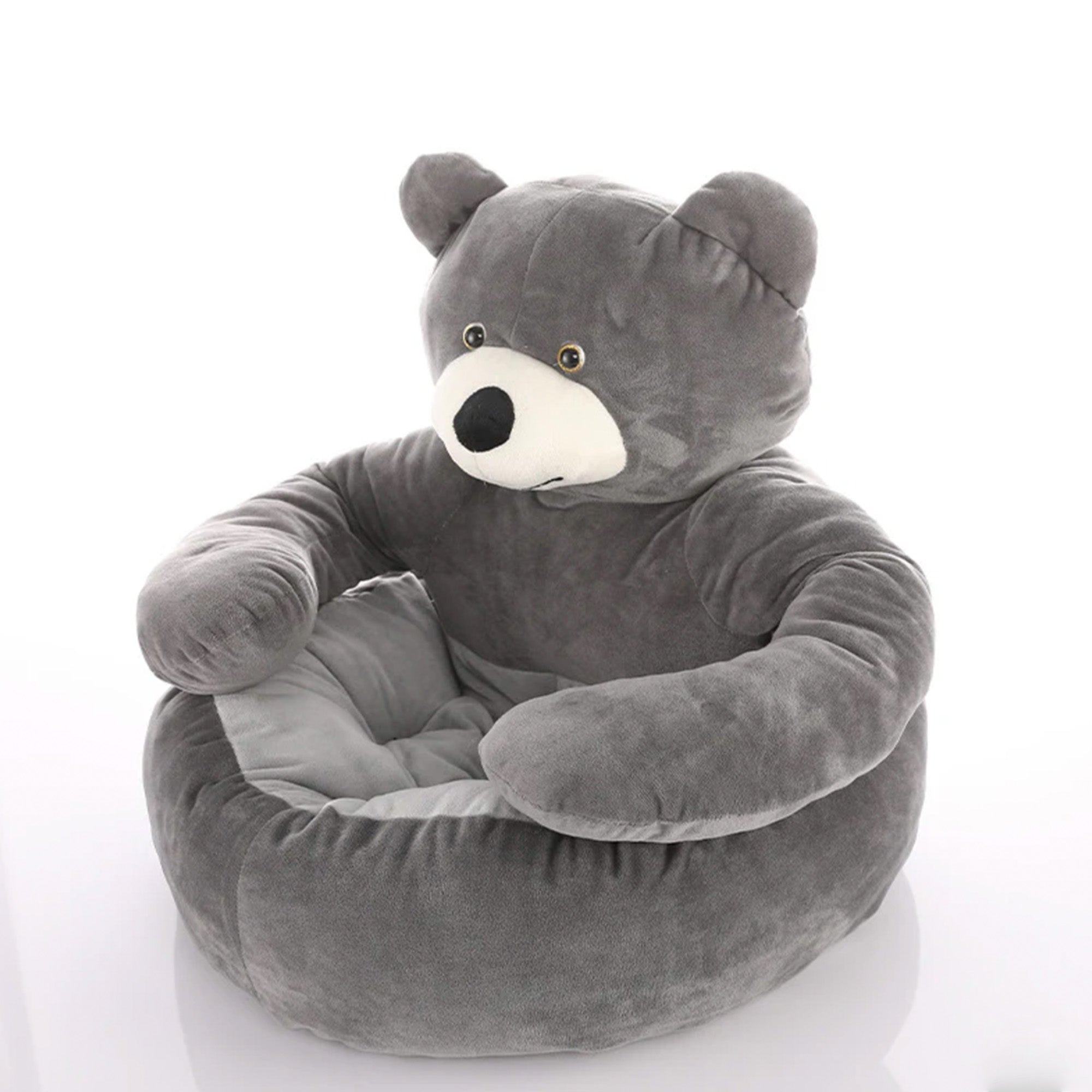 Graues abnehmbares Kuschelbär-Katzenbett, Plüsch, gemütlich, Haustierbett für Katzen.