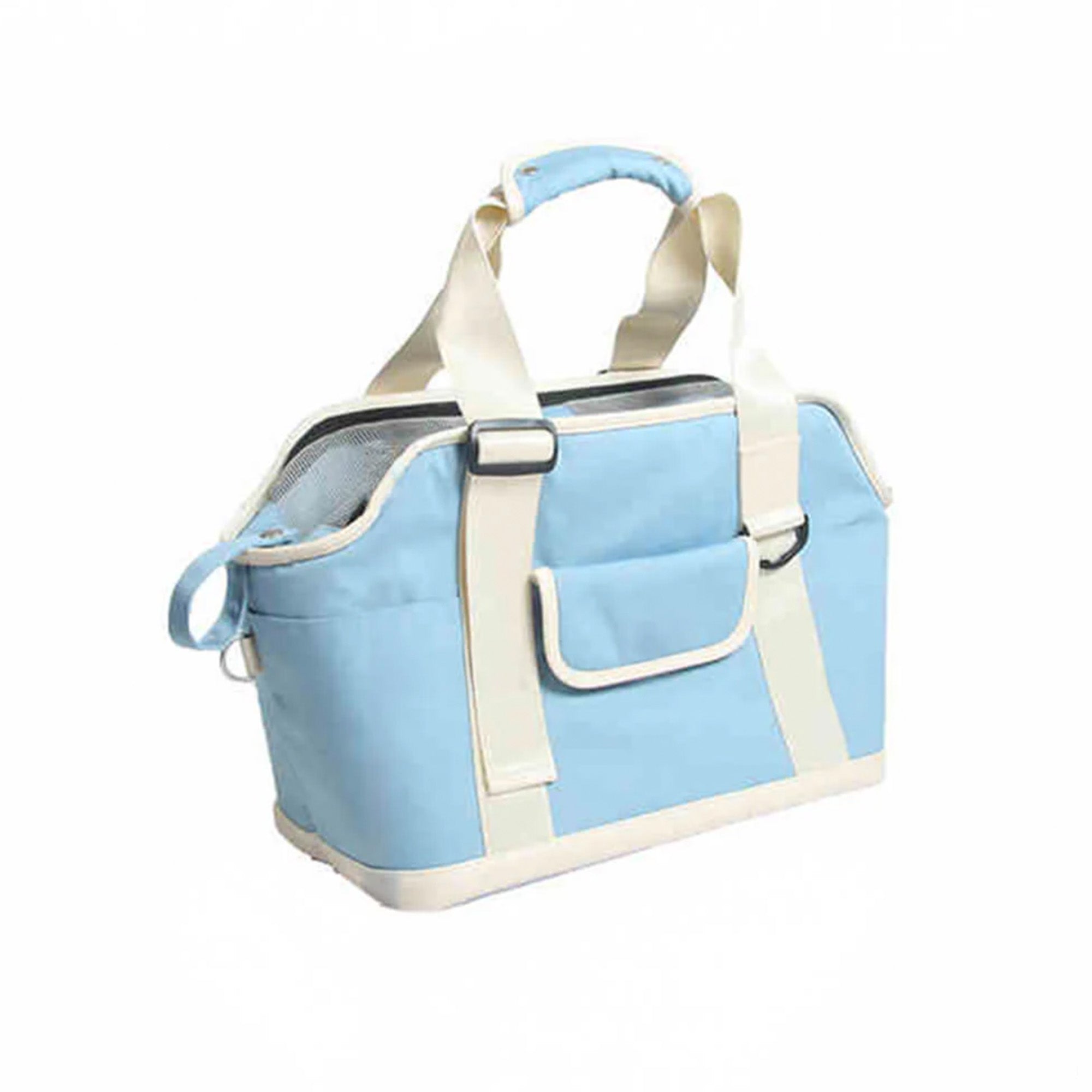 Hellblaue, wasserdichte Haustier-Reisetasche, leicht, kontrastfarbig, multifunktional.