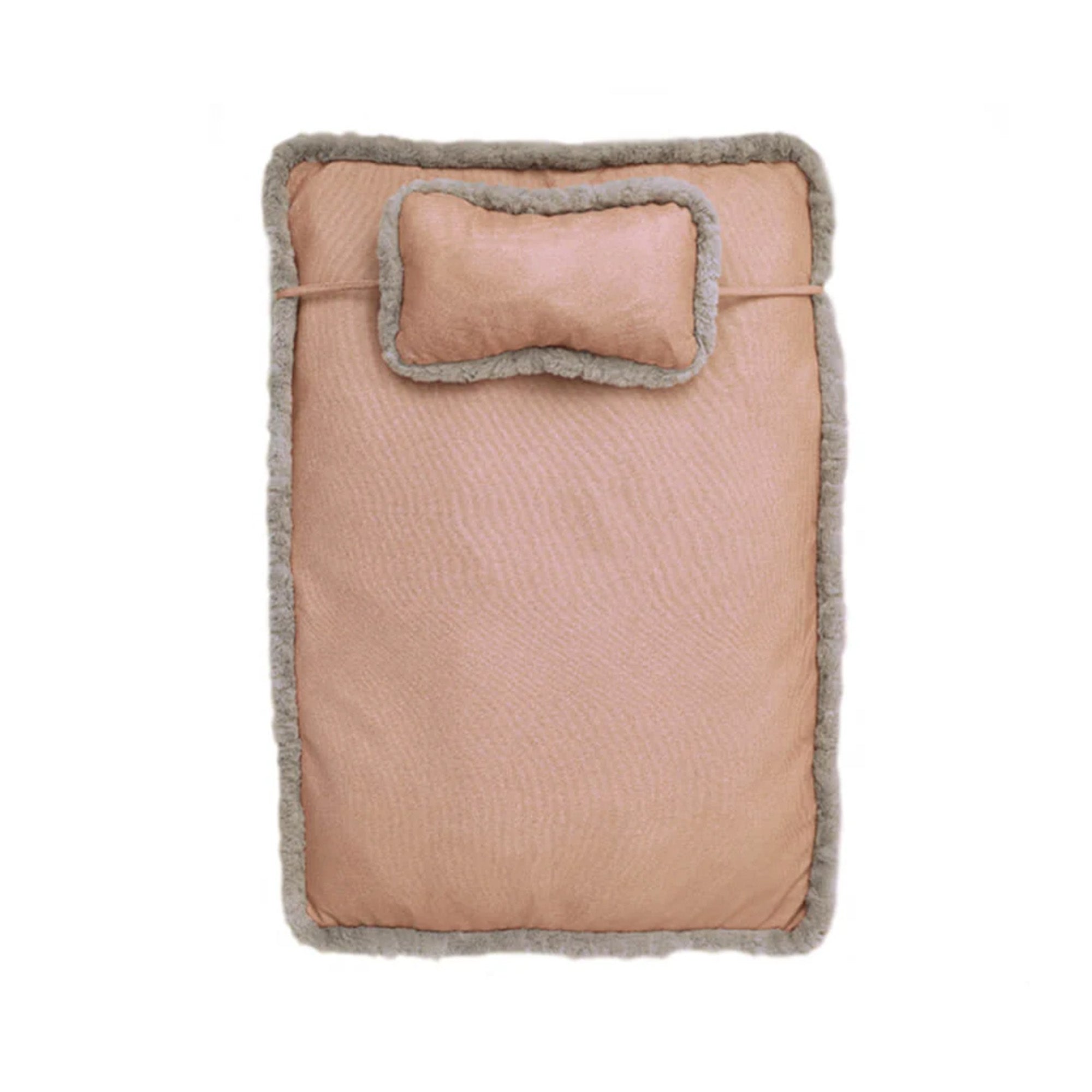 Luxuriöses Retro-Kunstleder-Hundebett mit Kissen, beige, für tiefen Schlaf.