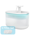 Automatischer Katzenbrunnen mit 5-Filter-Set, leise Pumpe, LED-Anzeige, ideal für Haustiere, frisches Wasser, einfach zu reinigen.