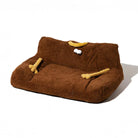 Braunes Plüsch-Haustiersofa in Monsterdesign, ideal für Hunde und Katzen, bequem und stilvoll.