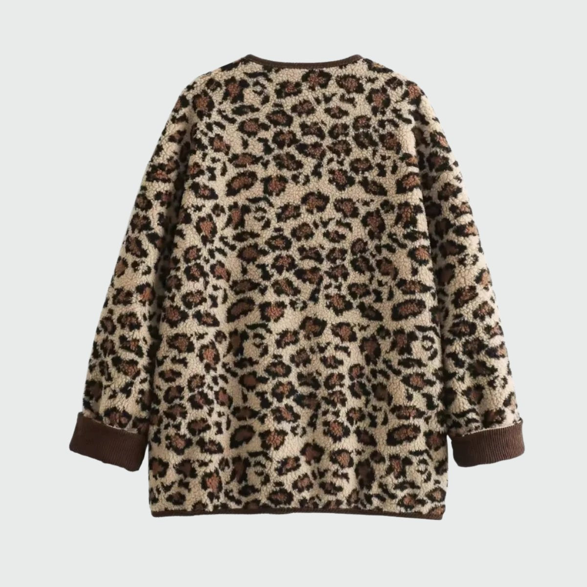 Leopardenmuster-Pullover, Damenmode, langärmelig, weiches Fleece, trendiger Animal-Print, ideal für Herbst/Winter, stilvoll und warm.