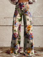 Bunte Damen-Jeans mit floralen Stickereien, weites Bein, modisch, trendig, ideal für Frühling und Sommer, auffälliges Design, hochwertiger Stoff.
