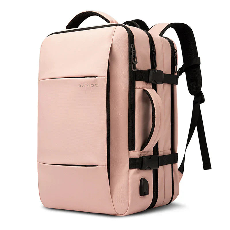 Rosa Bange Rucksack, multifunktional, wasserdicht, mit USB-Anschluss, für Reisen und Alltag.