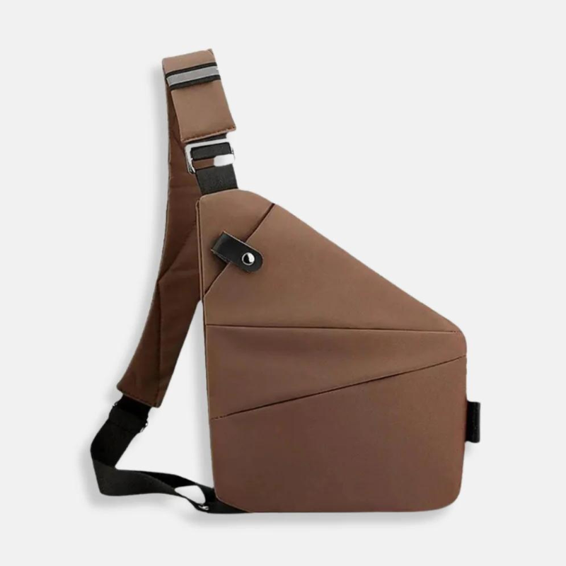 Braune Umhängetasche, modern, wasserabweisend, verstellbarer Gurt, Unisex, für Reisen.