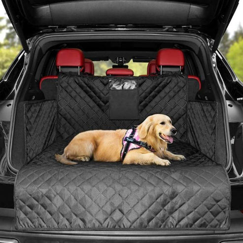 Hundeschondecke für Autos, wasserdicht und rutschfest, schützt Rückbank und Kofferraum. Ideal für Reisen mit Hunden. Pflegeleicht und robust.