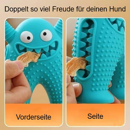 Blaues Hundespielzeug mit Monsterdesign, ideal für Zahnpflege und Kauspaß. Perfekt für Hunde, langlebig und zahnfreundlich.