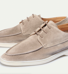 Beige Wildleder-Herrenschuhe, Schnürschuhe, elegantes Design, Freizeitschuhe, rutschfeste Sohle.