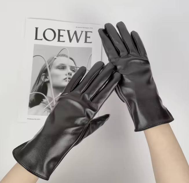 Schwarze Lederhandschuhe, elegant und stilvoll, perfekt für Herbstmode. Hochwertiges Accessoire, ideal für Damen, die Luxus und Komfort schätzen.