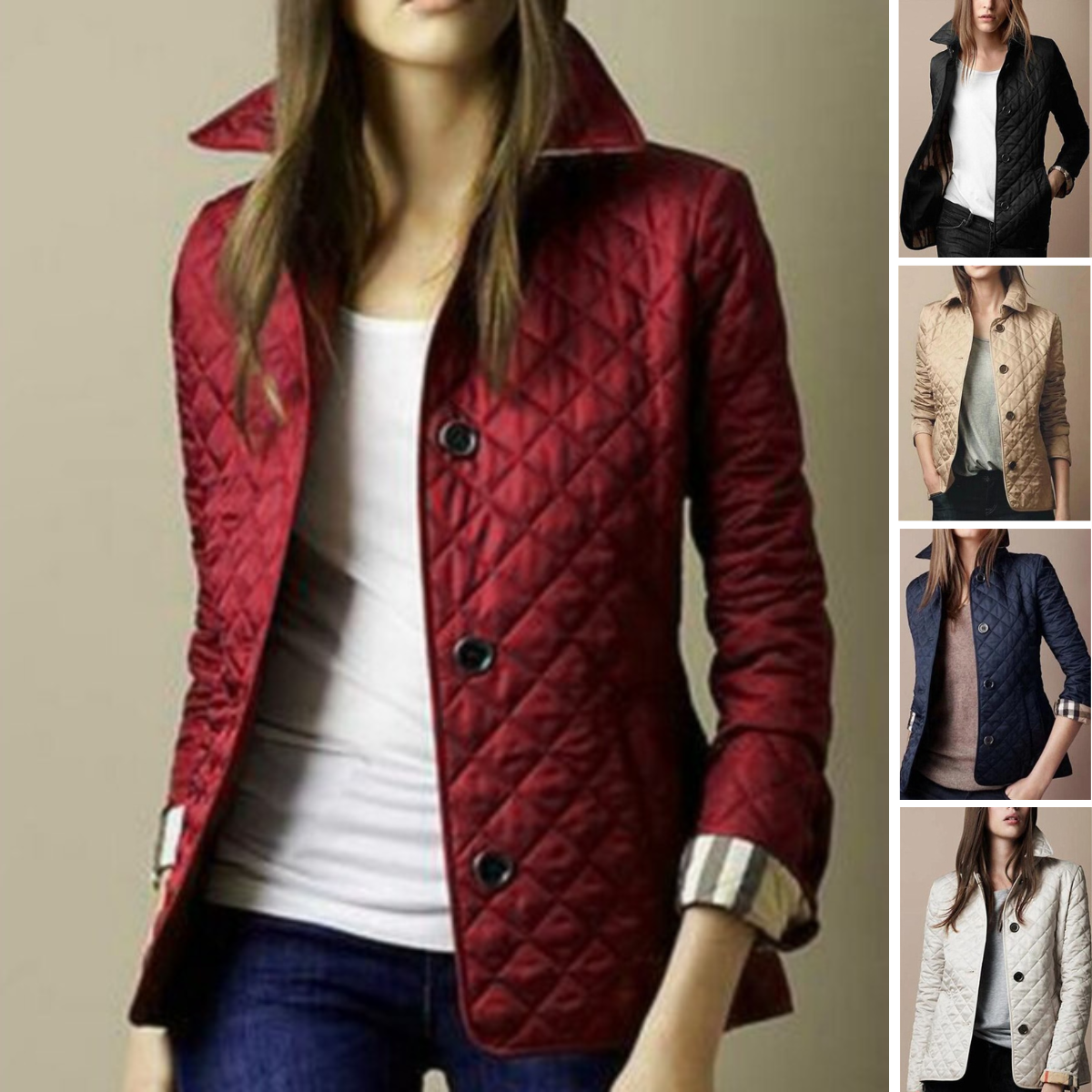 Damen Steppjacke in Rot, elegant und stilvoll, ideal für Herbst und Winter. Erhältlich in verschiedenen Farben. Perfekt für modische Outfits.