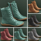 Damenstiefel in verschiedenen Farben, stilvoll und bequem, mit Schnürung und Reißverschluss. Perfekt für Herbstmode. Hochwertige Lederoptik.