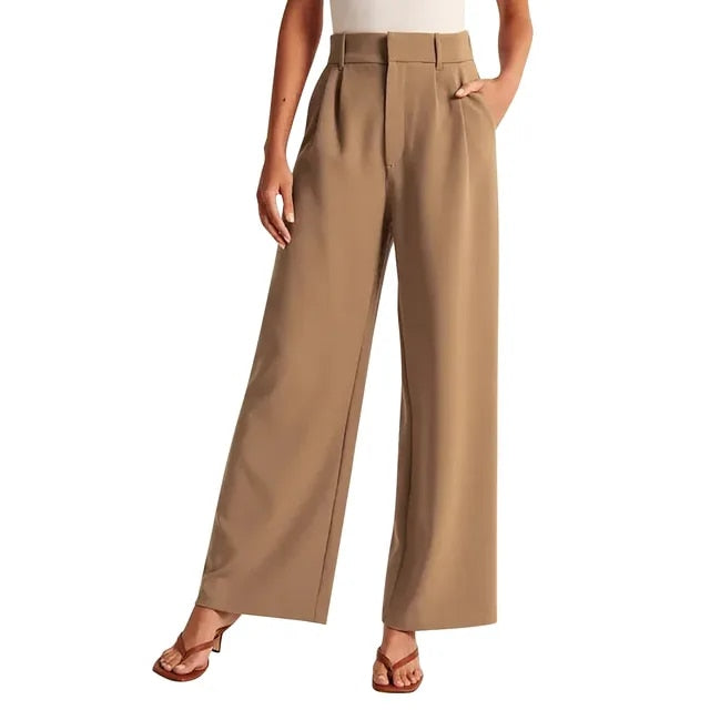 Damen-Cargohose, Sommer, weites Bein, hohe Taille, maßgeschneidert, Knopfverschluss, elegant, vielseitig, modisch, ideal für Freizeit und Büro.