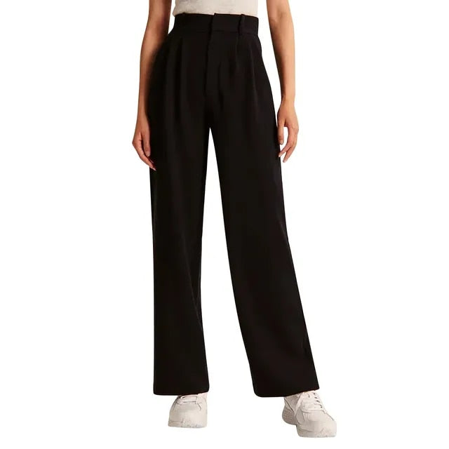 Damen-Cargohose, Sommer, weites Bein, hohe Taille, maßgeschneidert, Knopfverschluss, elegant, vielseitig, modisch, ideal für Freizeit und Büro.