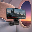 Smartphone-Halterung Flugzeug, schwarz, verstellbar, für komfortables Video-Streaming während des Flugs.