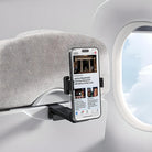 Smartphone-Halterung Flugzeug, schwarz, am Sitz montiert, für komfortables Reisen.