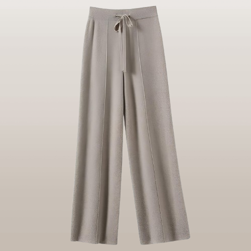 Damenhose in Dunkel-Kamel, weites Bein, hoher Bund, elegantes Design, ideal für Büro und Freizeit. Modetrend 2023, komfortabel und stilvoll.
