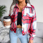 Damenmode Herbst Winter: Kariertes Wolljacke mit Laternenärmeln, Einreihig, Lässig. Perfekt für stilvolle Outfits und kühle Tage.