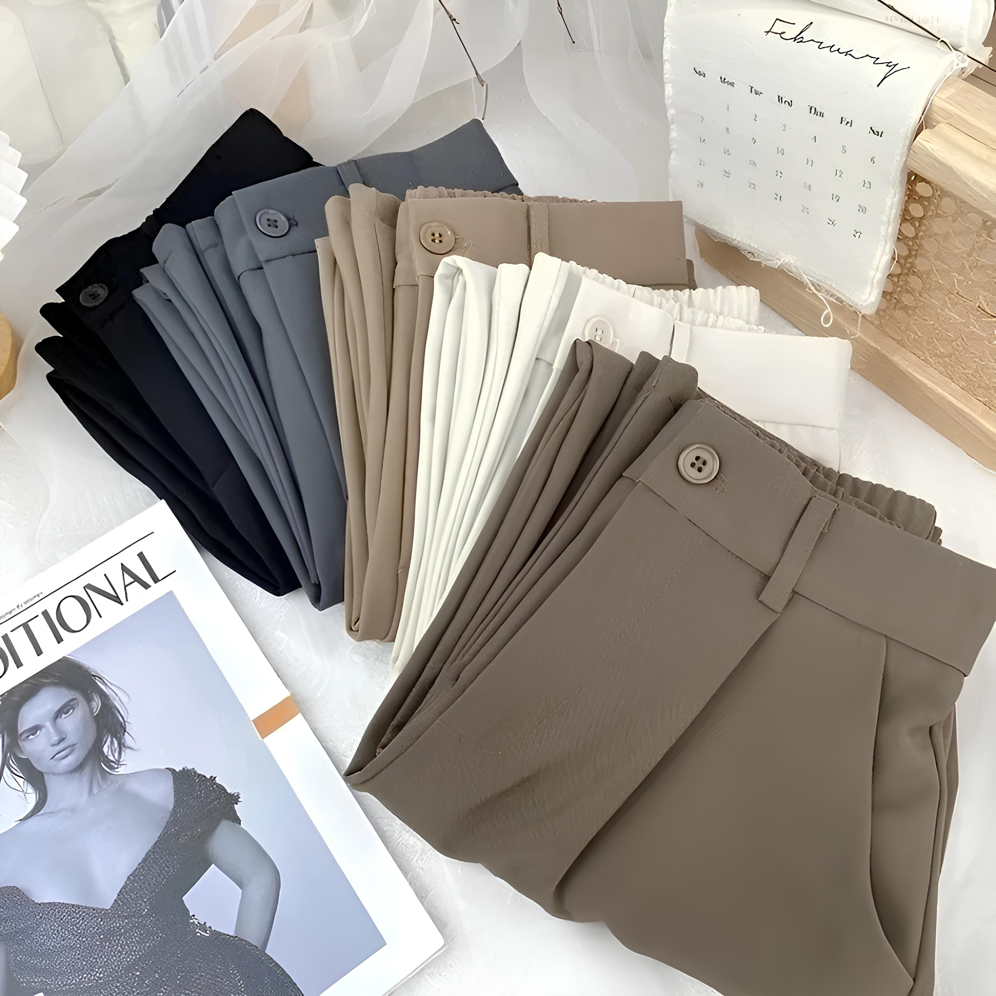 Elegante Damenhosen in verschiedenen Farben, perfekt für Büro und Freizeit. Hochwertige Stoffe, modische Designs, ideal für stilvolle Outfits.