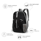 Schwarzer ultraleichter Rucksack, 35L, wasser- und reißfest, faltbar, ideal für Reisen.