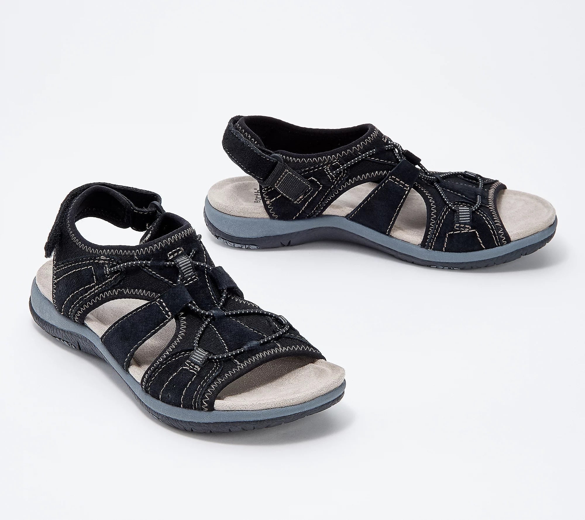 Schwarze Outdoor-Sandalen für Damen, bequem und robust, ideal für Wandern und Freizeit. Atmungsaktives Design mit verstellbaren Riemen.
