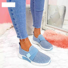 Damen Sneaker Blau, atmungsaktiv, Strickmaterial, modisch, bequem, für Freizeit und Sport.