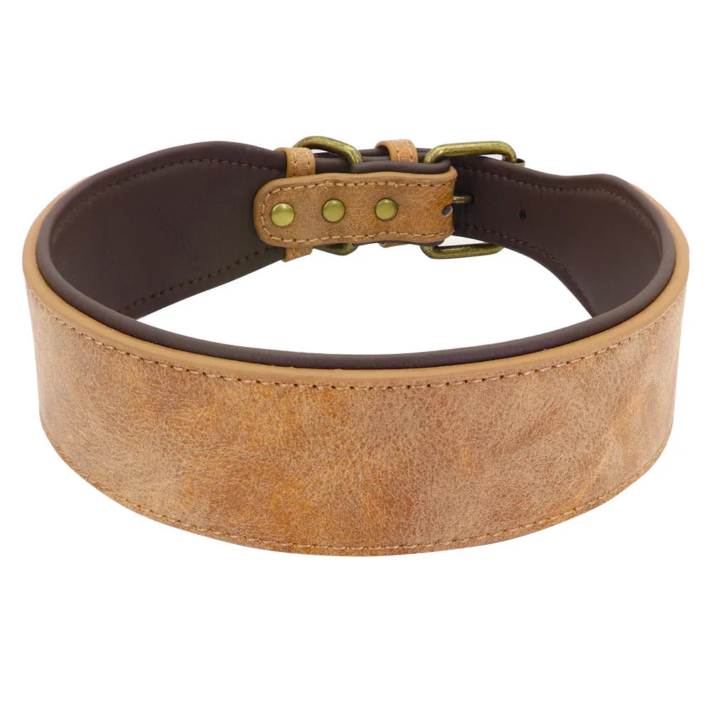 Braunes Lederhalsband für Hunde, verstellbar, robust, mit Metallschnalle, hochwertig.