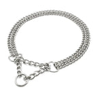 Doppelte Hundehalskette aus Edelstahl, silber, robust, für große Hunde, langlebig.