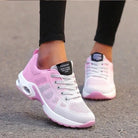 Damen Sneaker in Rosa und Weiß, atmungsaktiv, mit Luftpolstersohle. Ideal für Sport und Freizeit. Trendige, bequeme Sportschuhe für Damen.