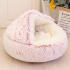 Weiches, flauschiges Katzenbett in Rosa und Weiß, ideal für Haustiere. Gemütliches Design, perfekt für Katzen und kleine Hunde. Haustierbett kaufen.