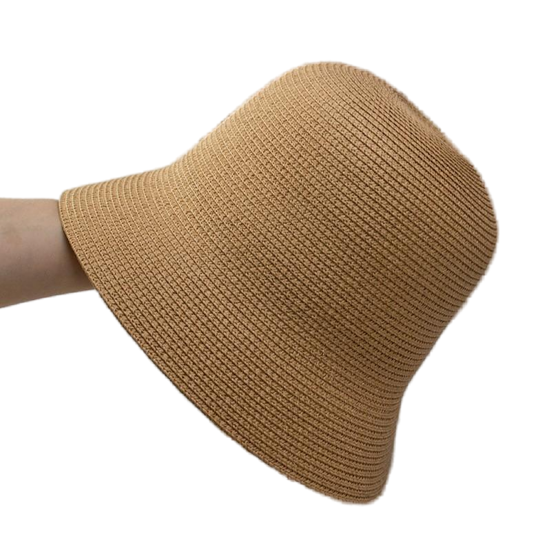 Beiger Damenhut aus Stroh, Sommerhut, handgefertigt, modisch, elegant, Sonnenschutz.