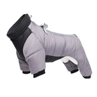 Wasserdichter Hundemantel, grau-schwarz, warm gefüttert, ideal für kalte Wintertage. Perfekt für kleine bis mittelgroße Hunde.