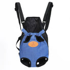 Blauer Hundeträger-Rucksack, atmungsaktiv, Mesh, Outdoor-Reise, verstellbare Gurte.