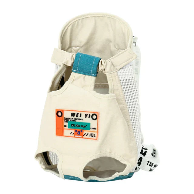 Atmungsaktiver Hundeträger Rucksack, beige, Mesh-Design, Outdoor-Reise, Haustierbedarf.
