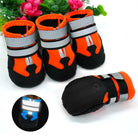 Hunde-Schuhe, rutschfest, wasserdicht, reflektierend, orange-schwarz, ideal für Outdoor-Aktivitäten, Schutz für Pfoten, Set aus vier Stück.