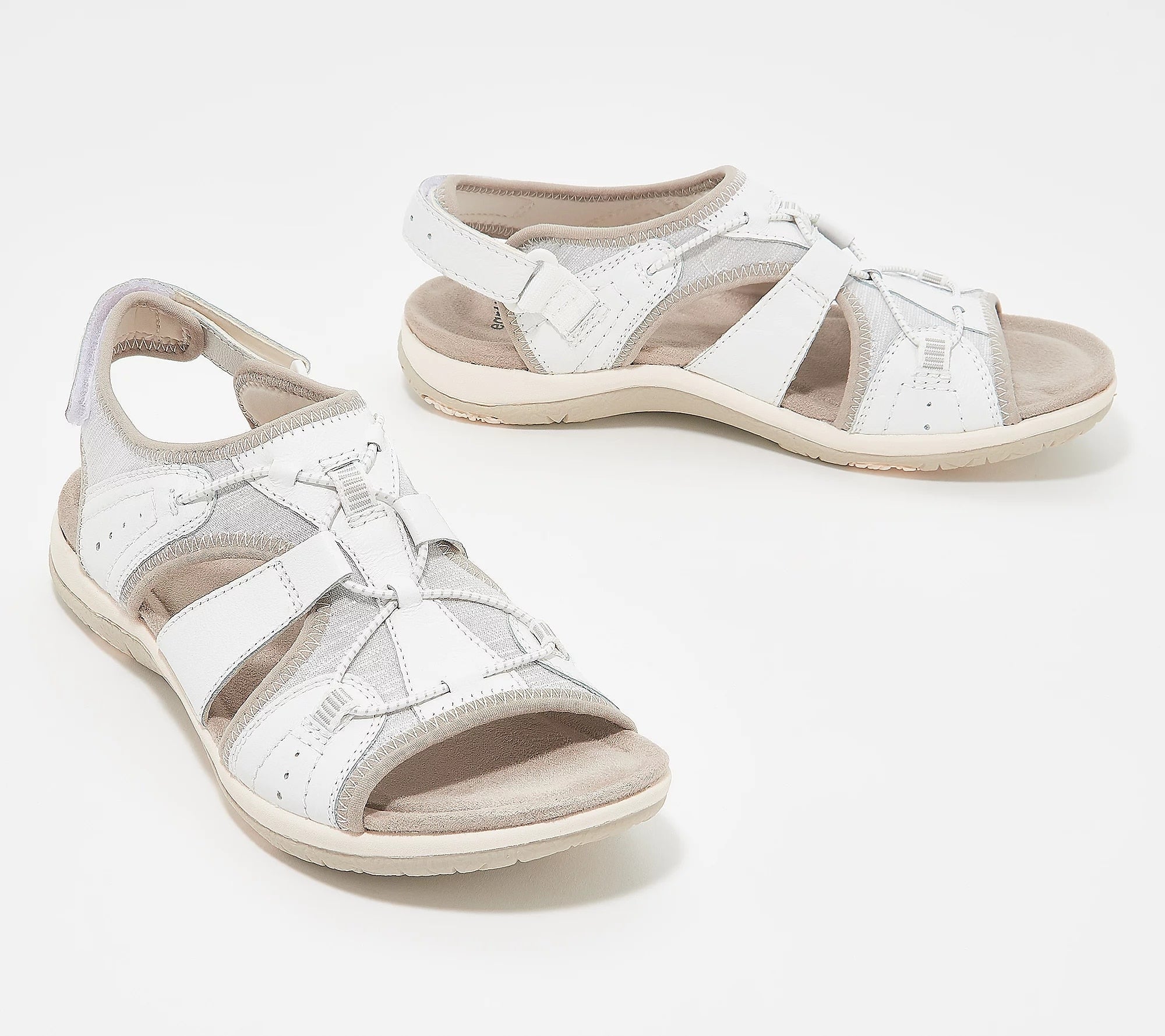 Weiße Damensandalen mit Klettverschluss, ideal für Sommer und Outdoor-Aktivitäten. Bequeme Passform, rutschfeste Sohle, modisches Design.